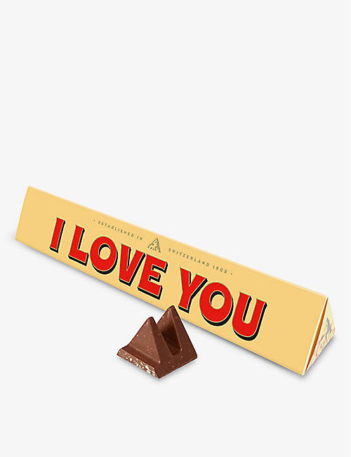 TOBLERONE: Toblerone I Love You milk chocolate and nougat bar 100g