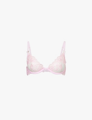BLUEBELLA: Cecily floral-embroidered half-cup stretch-mesh bra