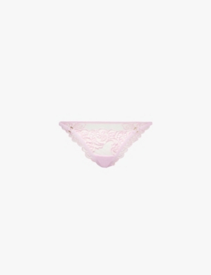 BLUEBELLA: Cecily floral-embroidered stretch-mesh briefs