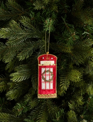 SELFRIDGES EDIT: Phone Box Embroidered Hanging Christmas Fabric Decoration