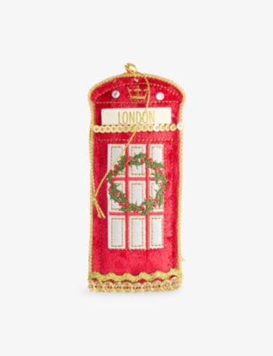 SELFRIDGES EDIT: Phone Box Embroidered Hanging Christmas Fabric Decoration
