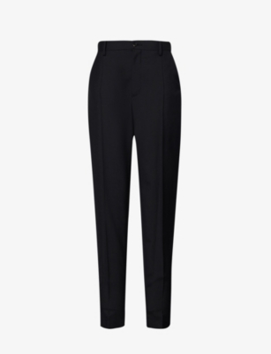 Shop Undercover Men's Black Band-patch Regular-fit Tapered-leg Mid-rise Wool Trousers