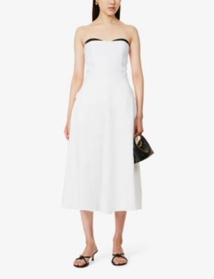 Shop Reformation Women's White Maia Flared Linen Midi Skirt