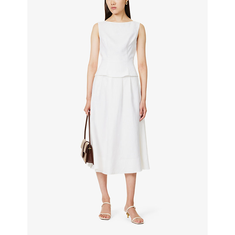 Shop Reformation Moya Flared Linen Two-piece Set In White