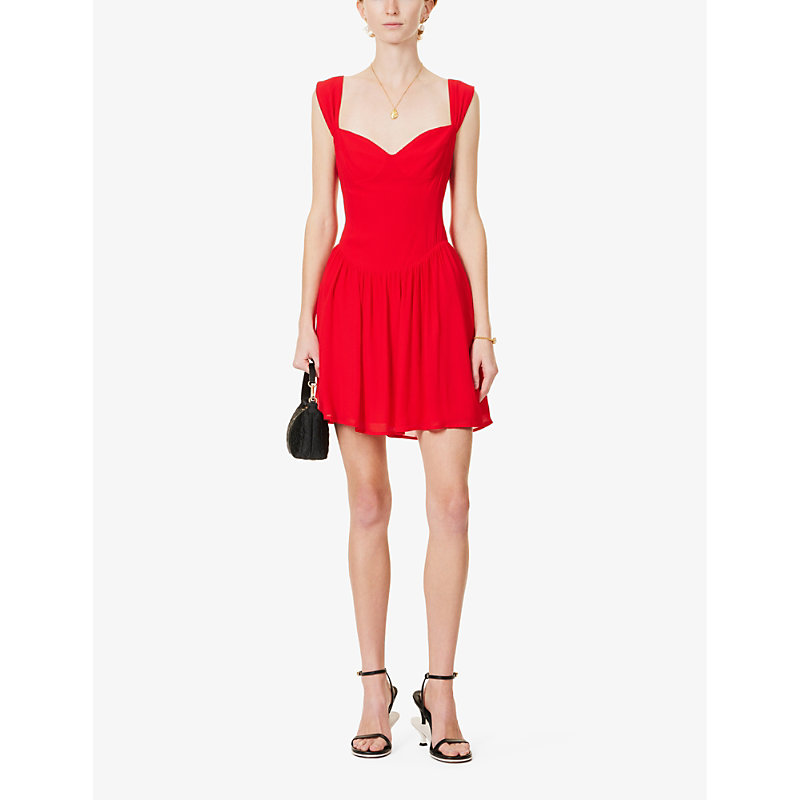 Shop Reformation Women's Poinsettia Taiga Shoulder-strap Crepe Mini Dress