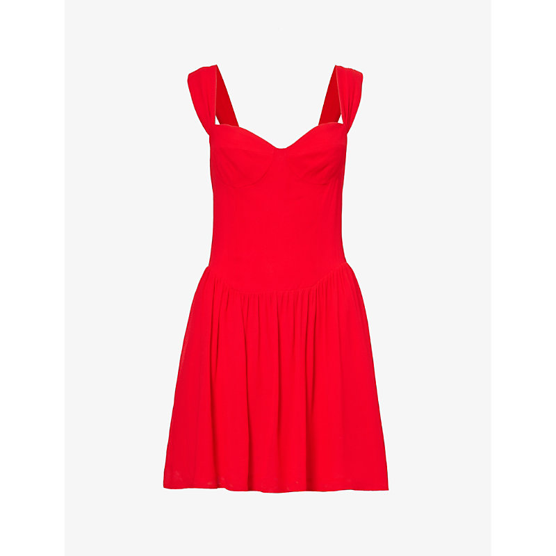Shop Reformation Women's Poinsettia Taiga Shoulder-strap Crepe Mini Dress