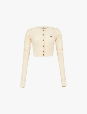 Vivienne Westwood Womens Cream Samantha Cropped Cotton And Cashmere-blend Cardigan