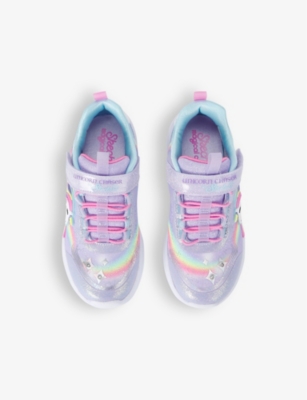 Skechers Girls Lilac Kids Unicorn Dreams Light-up Metallic-woven Trainers 4-9 Years In Purple