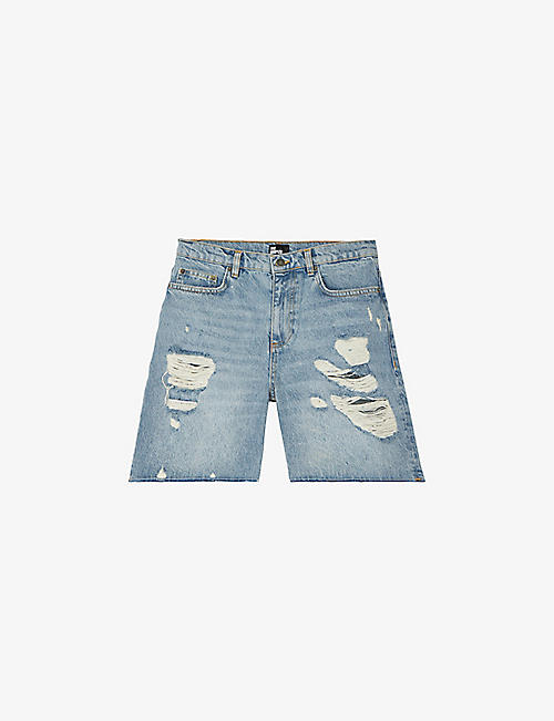THE KOOPLES: Relaxed-fit high-rise distressed denim shorts