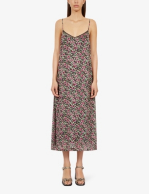 Shop The Kooples Women's Multico Lace-embroidered Floral-print Woven Midi Dress
