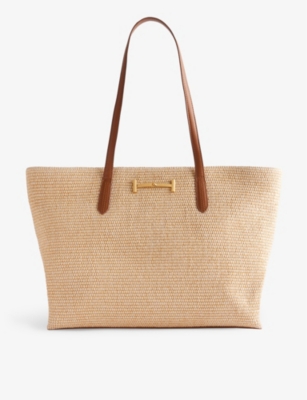 TED BAKER: Edanes leather-trim woven tote bag
