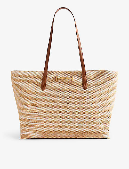 TED BAKER: Edanes leather-trim woven tote bag