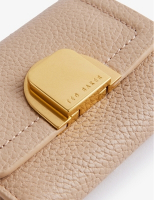 Shop Ted Baker Women's Taupe Imperia Lock-embellished Small Leather Purse