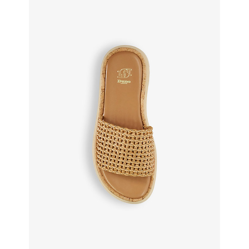 Shop Dune Women's Natural-synthetic Looners Flat Woven Slides
