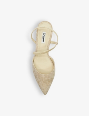 Shop Dune Women's Tural-fabric Harlem Jewel-embellished Woven Slingback Courts In Natural-fabric