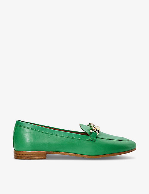 DUNE: Goldsmith chain-embellished flat leather loafers