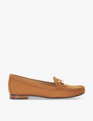 Shop Dune Women's Tan-nubuck Glenniee Snaffle-trim Flat Suede Loafers