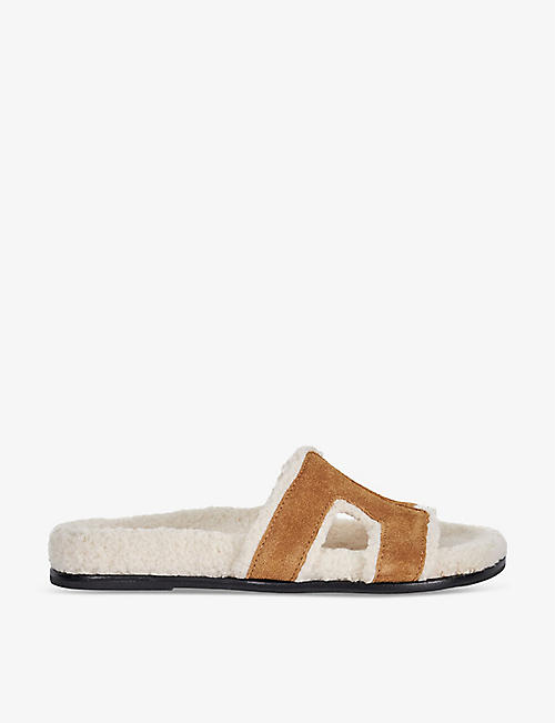 DUNE: Loupa shearling-lined flat suede slides