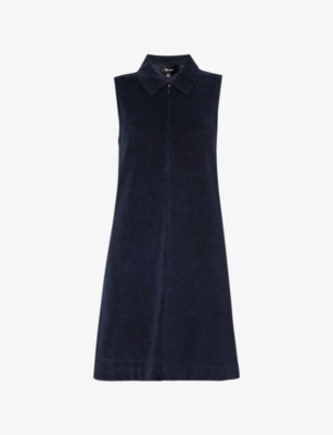 Shop Me And Em Swing Towelling Cotton-blend Mini Dress In Navy