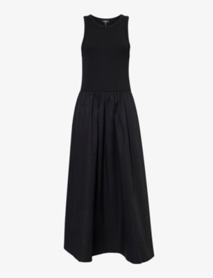 Shop Me And Em Women's Black Knitted-top Contrasting Stretch-cotton Maxi Dress