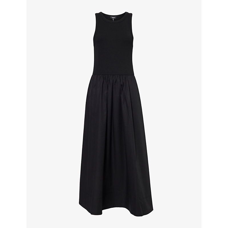 Me And Em Womens Black Knitted-top Contrasting Stretch-cotton Maxi Dress