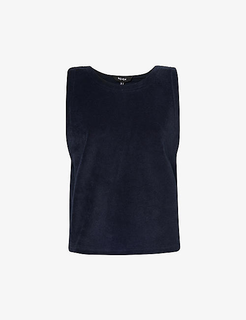 ME AND EM: Open-vent back relaxed-fit cotton-blend top