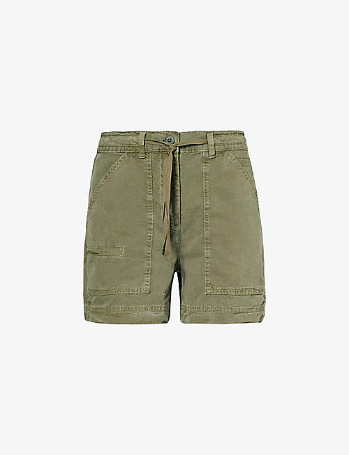 ME AND EM: Drawstring patch-pocket cotton-blend shorts