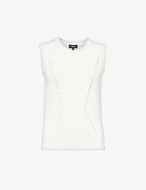 ME AND EM: Cutwork relaxed-fit cotton-knit jumper