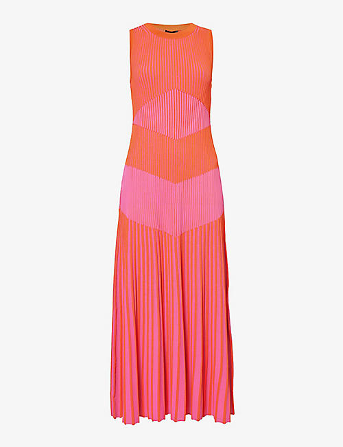 ME AND EM: Stripe ribbed recycled viscose-blend maxi dress