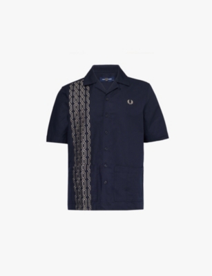 FRED PERRY: Logo-embroidered regular-fit short-sleeve cotton shirt