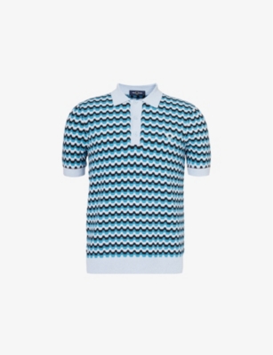 FRED PERRY: Logo-embroidered short-sleeve striped cotton and recycled-polyamide blend polo shirt