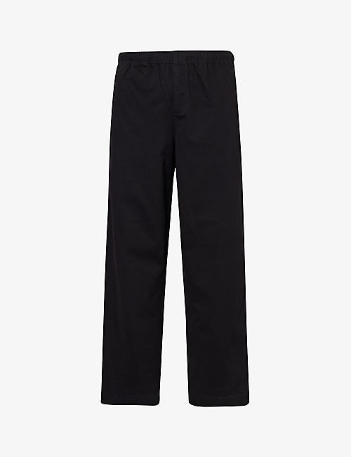 FRED PERRY: Twill-texture brand-embroidered relaxed-fit straight-leg cotton trousers