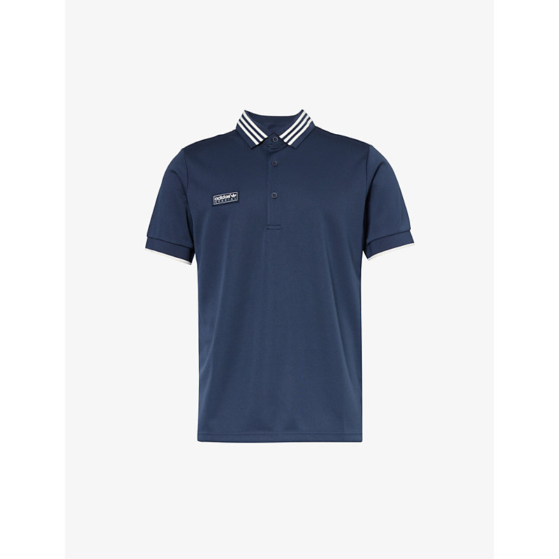 Shop Adidas Statement Spezial Brand-appliqué Recycled-polyester Polo In Night Navy