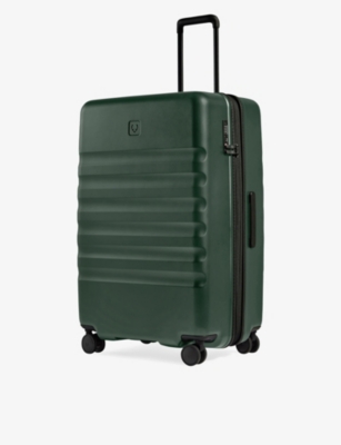 Antler Green Icon Stripe Large Hard-shell Polycarbonate Suitcase 78.5cm In Green