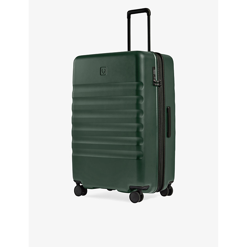 Shop Antler Green Icon Stripe Large Hard-shell Polycarbonate Suitcase 78.5cm