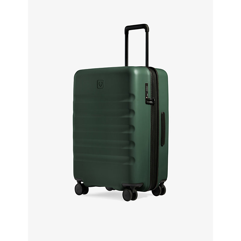 Shop Antler Green Icon Stripe Medium Hard-shell Polycarbonate Suitcase 67cm