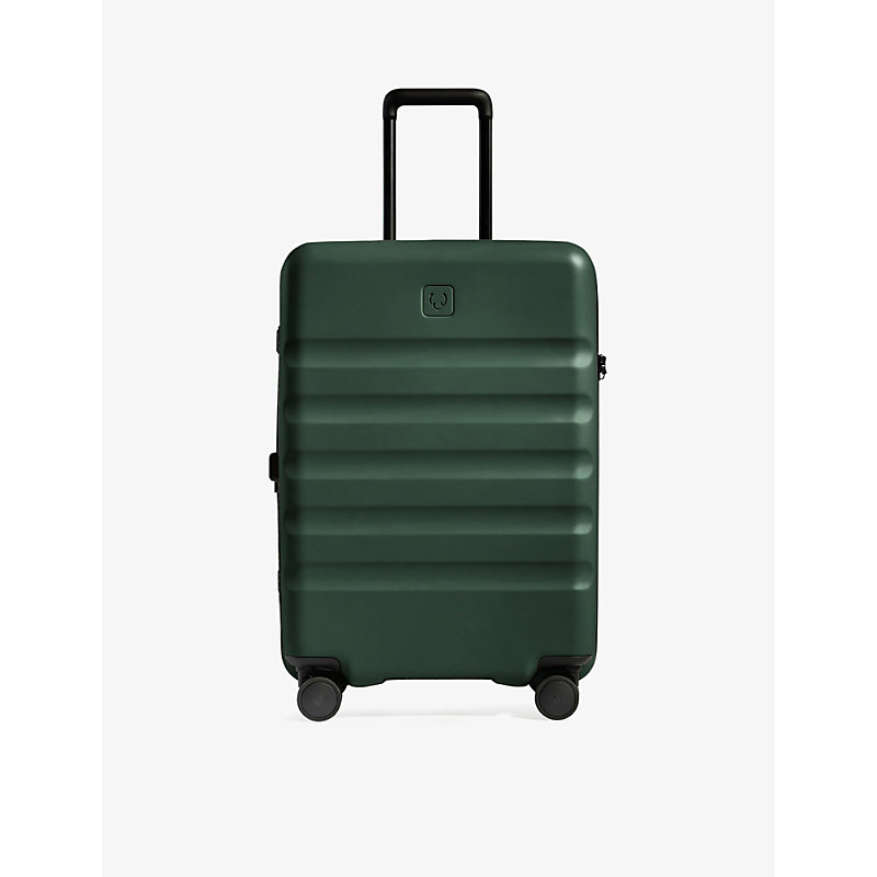 Shop Antler Green Icon Stripe Medium Hard-shell Polycarbonate Suitcase 67cm