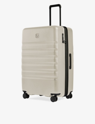 Antler Taupe Icon Stripe Large Hard-shell Polycarbonate Suitcase 78.5cm In Taupe