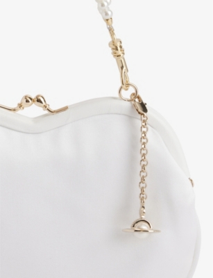 Shop Vivienne Westwood Ivory Belle Heart Frame Silk-blend Satin Top-handle Bag