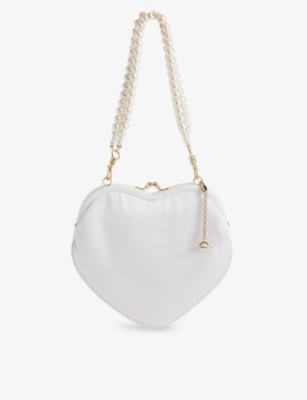 Shop Vivienne Westwood Ivory Belle Heart Frame Silk-blend Satin Top-handle Bag