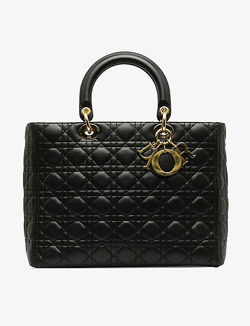RESELFRIDGES: Pre-loved Dior Lady Dior large leather top-handle bag