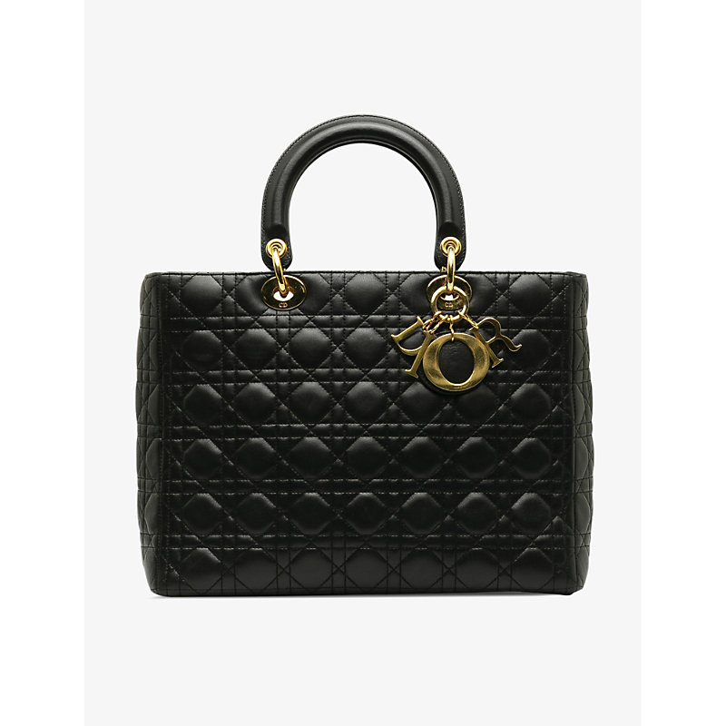 Reselfridges Black Pre-loved Dior Lady Dior Large Leather Top-handle Bag