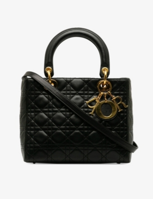 RESELFRIDGES: Pre-loved Dior Lady Dior medium leather top-handle bag