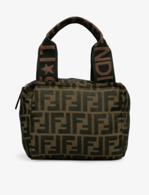 Shop Reselfridges Women's Brown Pre-loved Fendi Zucca Canvas Handbag