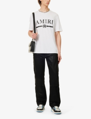 Shop Amiri Men's White Bar Branded-print Cotton-jersey T-shirt
