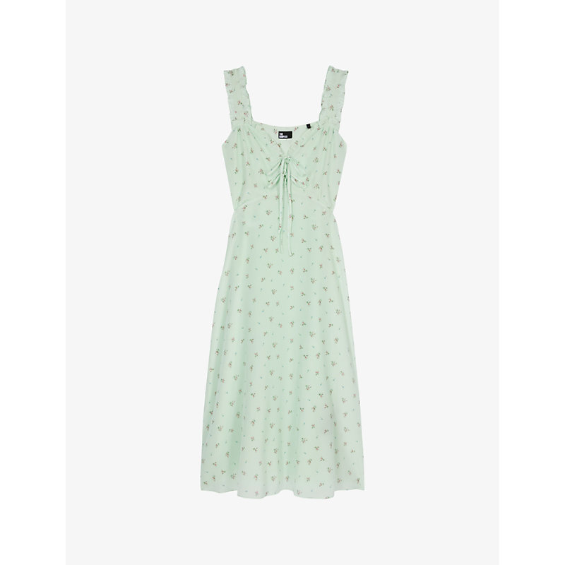 Shop The Kooples Floral-print Tie-front In Green