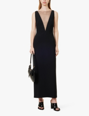 Shop Stella Mccartney Womens  Sleeveless Rhinestone-embellished Stretch-woven Gown In Black