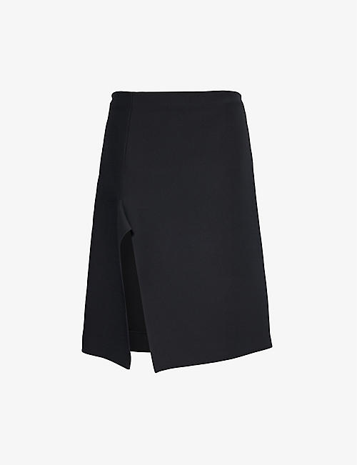 STELLA MCCARTNEY: Split-hem high-rise wool and silk-blend midi skirt
