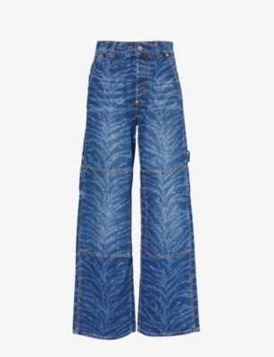 STELLA MCCARTNEY: Abstract-print straight-leg mid-rise jeans
