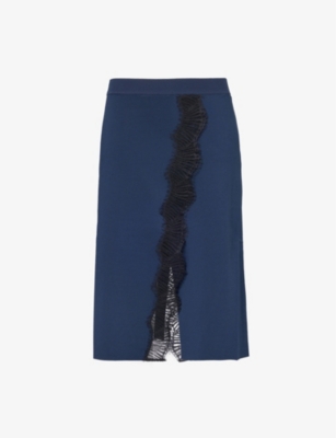 STELLA MCCARTNEY: Split-hem ribbed-waist mid-rise  knitted midi skirt